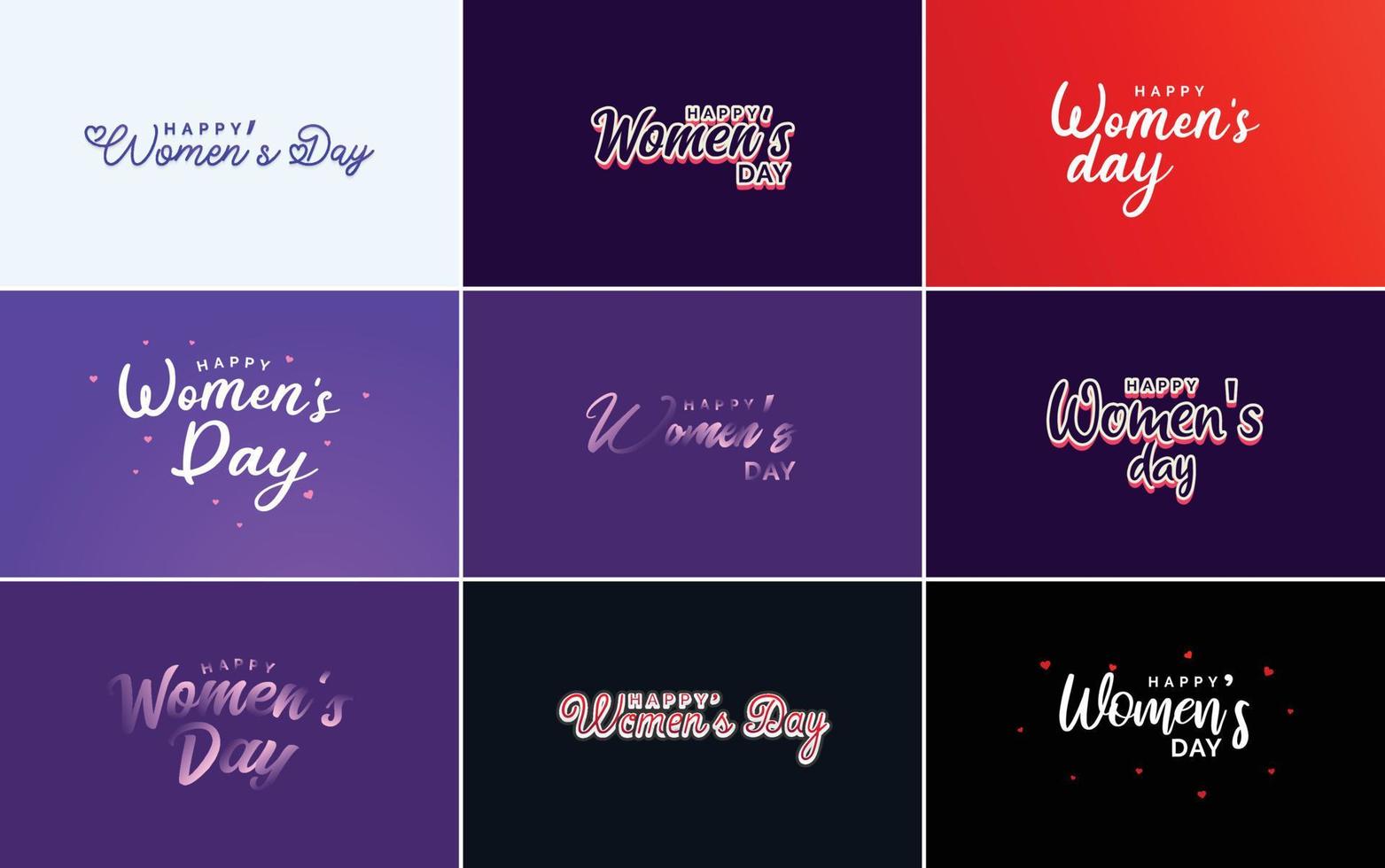 March 8th typographic design set with Happy Women's Day text vector