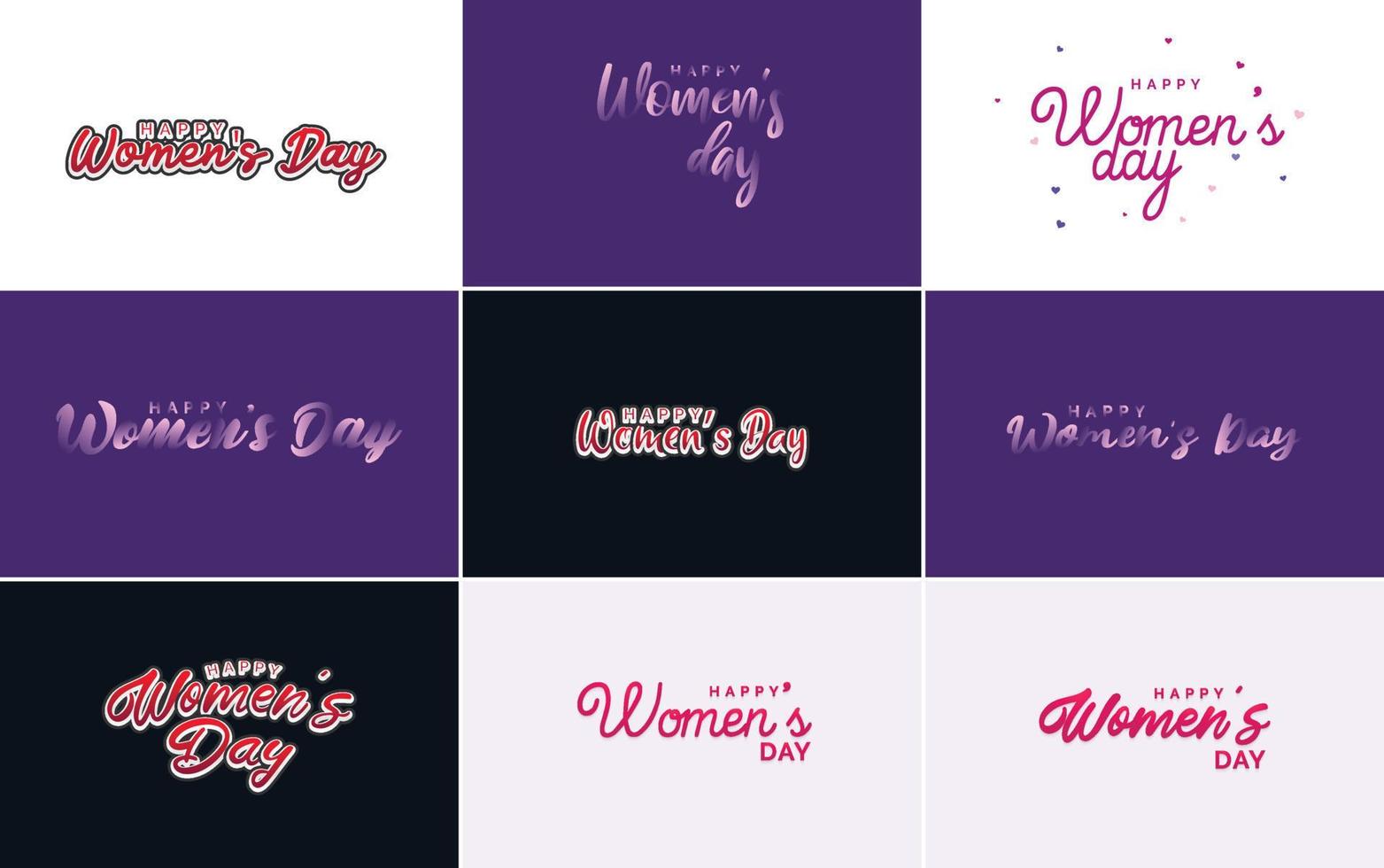 March 8th typographic design set with Happy Women's Day text vector