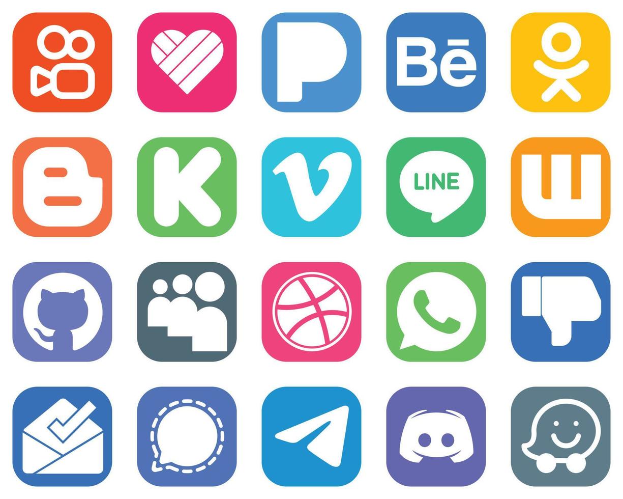 20 High Quality Social Media Icons such as dislike. dribbble. funding. myspace and wattpad icons. Gradient Social Media Icon Set vector