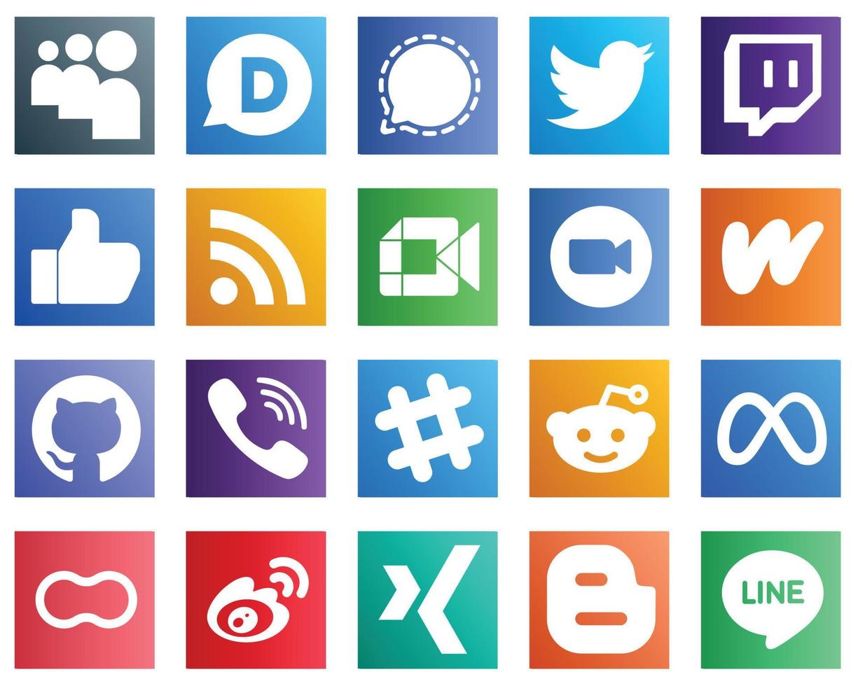 All in One Social Media Icon Set 20 icons such as meeting. zoom. like and google meet icons. High quality and modern vector