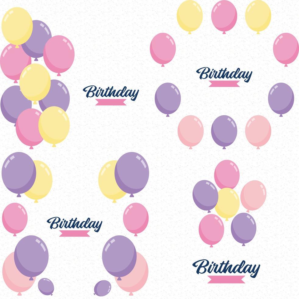 banner de cumpleaños con marco y globos de acuarela de dibujos animados dibujados a mano que simbolizan un diseño de fiesta de cumpleaños adecuado para tarjetas de felicitación navideñas e invitaciones de cumpleaños vector