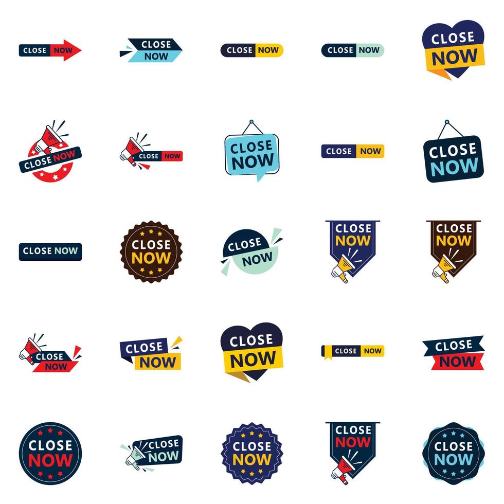 Act Now and Close Text Banners Pack of 25 vector