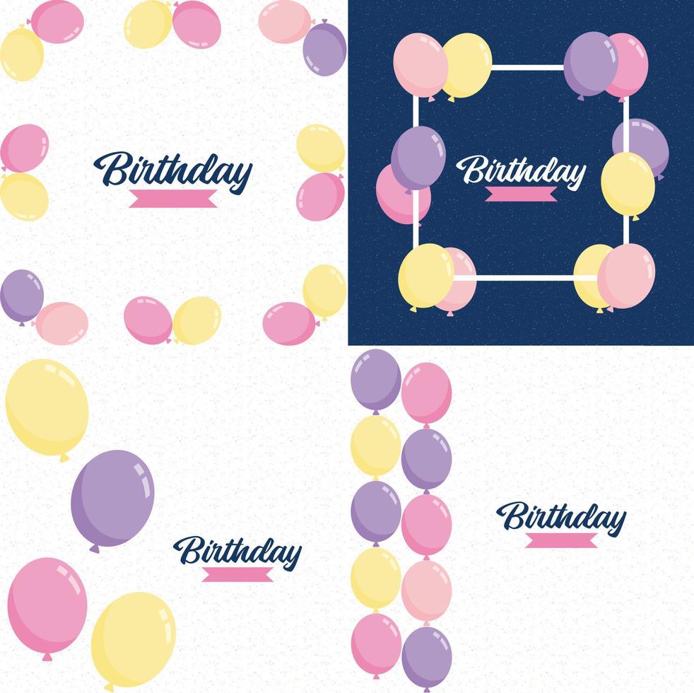 colorido cartel de anuncio de feliz cumpleaños. volantes. y tarjeta de felicitación en una ilustración de vector de estilo plano