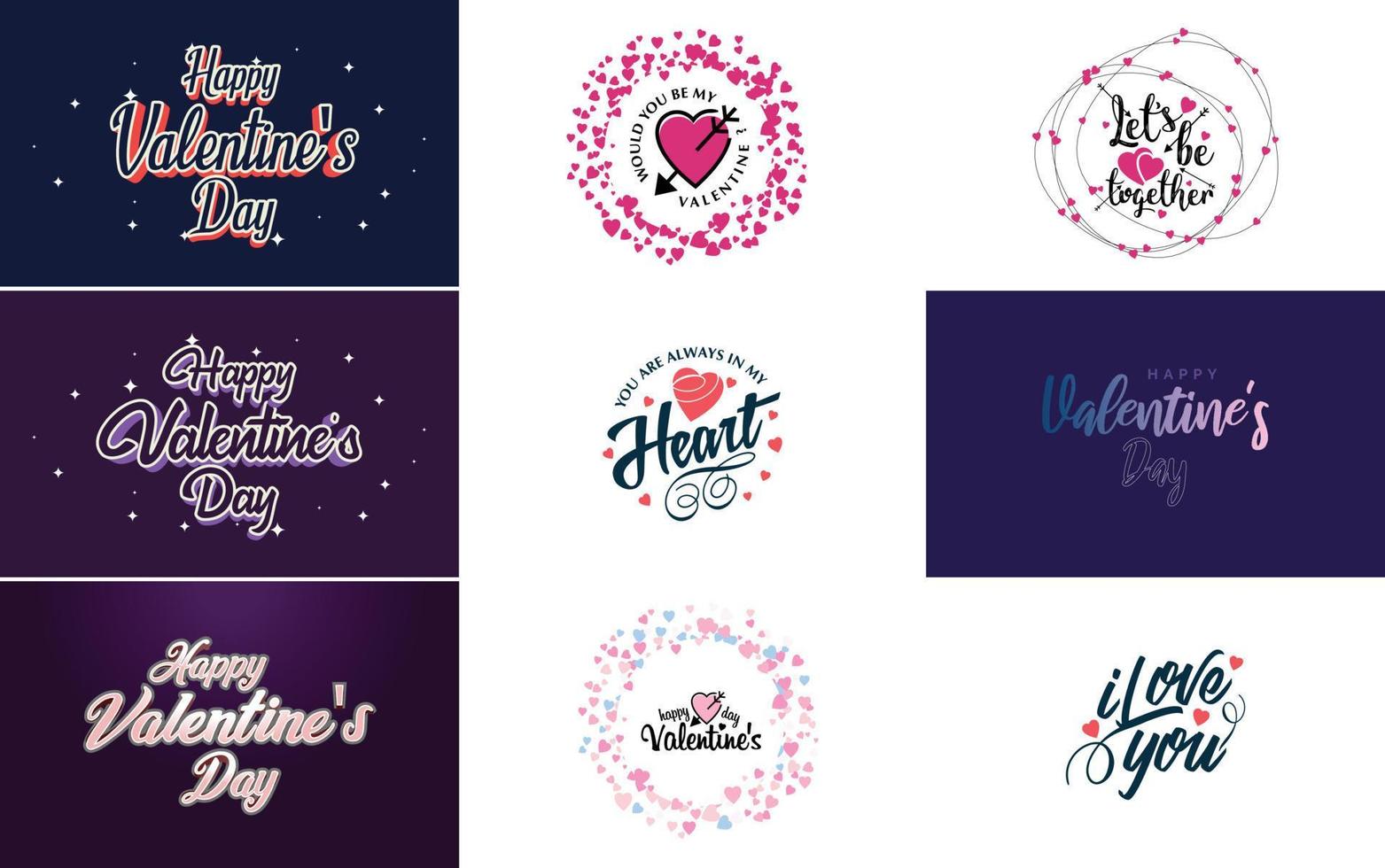 Happy Valentine's Day typography design with a heart-shaped balloon and a gradient color scheme vector