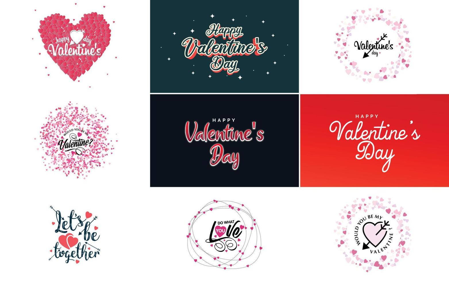 Happy Valentine's Day typography poster with handwritten calligraphy text. isolated on white background vector illustration