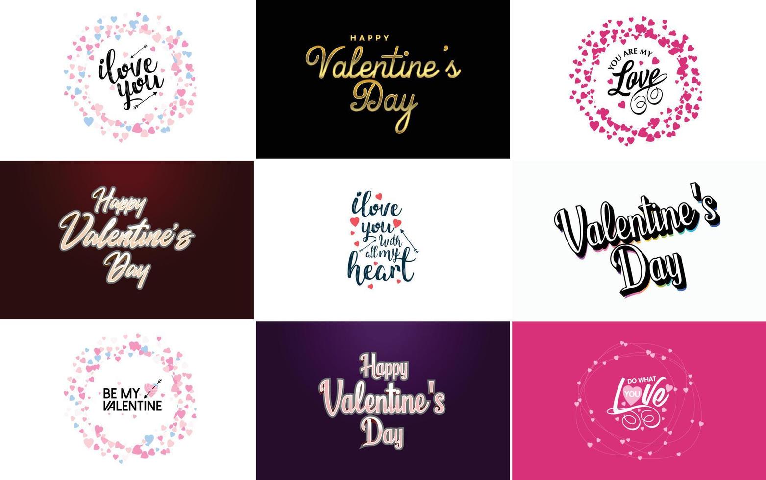 Happy Valentine's Day hand-drawn lettering vector illustration suitable for use in design of flyers. invitations. posters. brochures. and banners