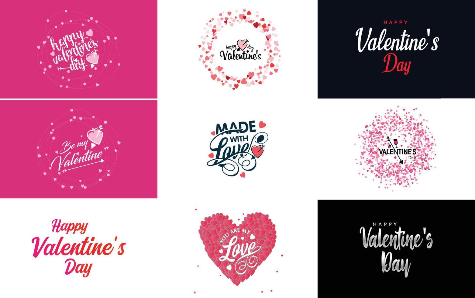Happy Valentine's Day typography poster with handwritten calligraphy text. isolated on white background vector illustration