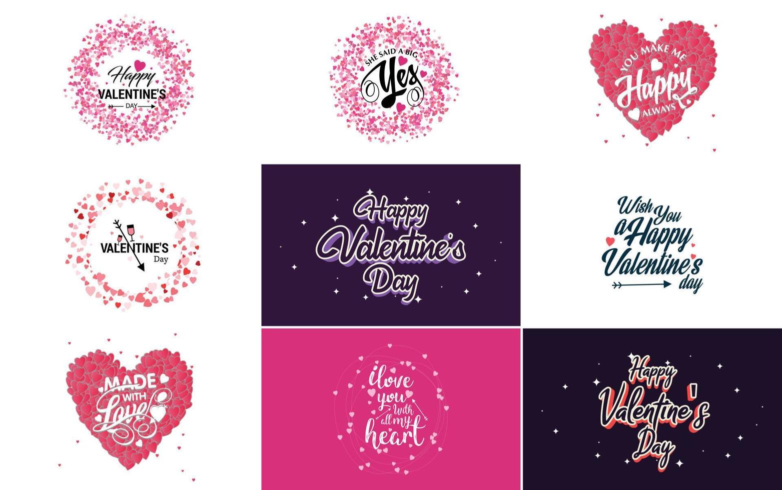 Happy Valentine's Day hand lettering calligraphy text and heart. isolated on white background vector illustration