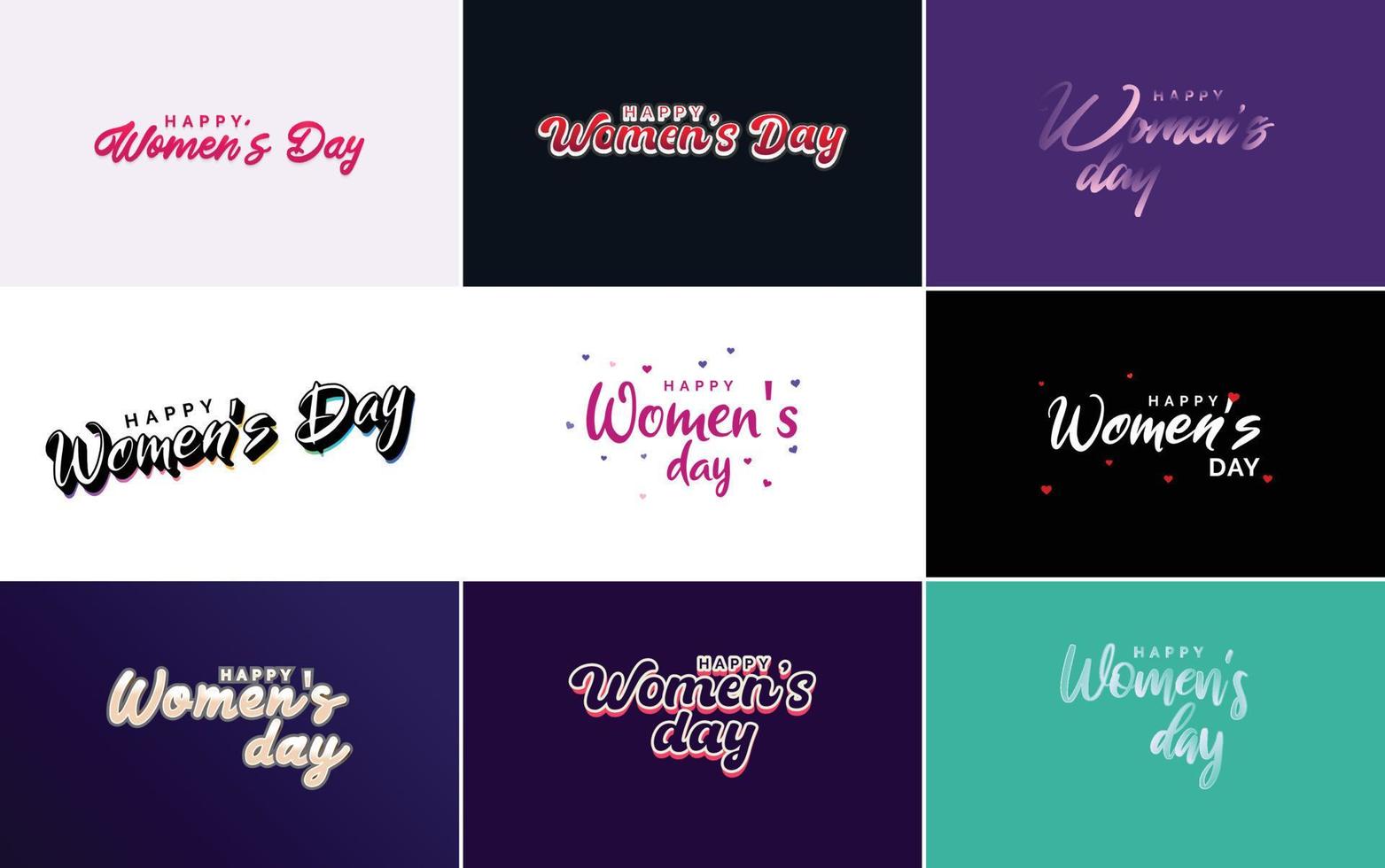 March 8th typographic design set with Happy Women's Day text vector