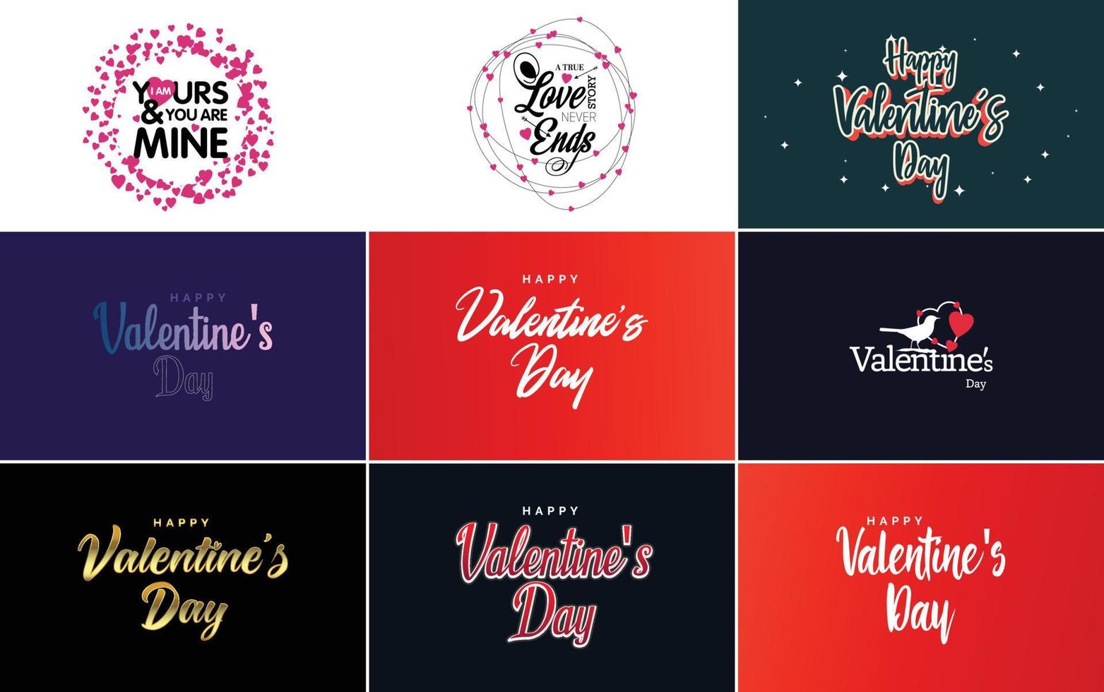 Happy Valentine's Day greeting card template with a romantic theme and a red color scheme vector