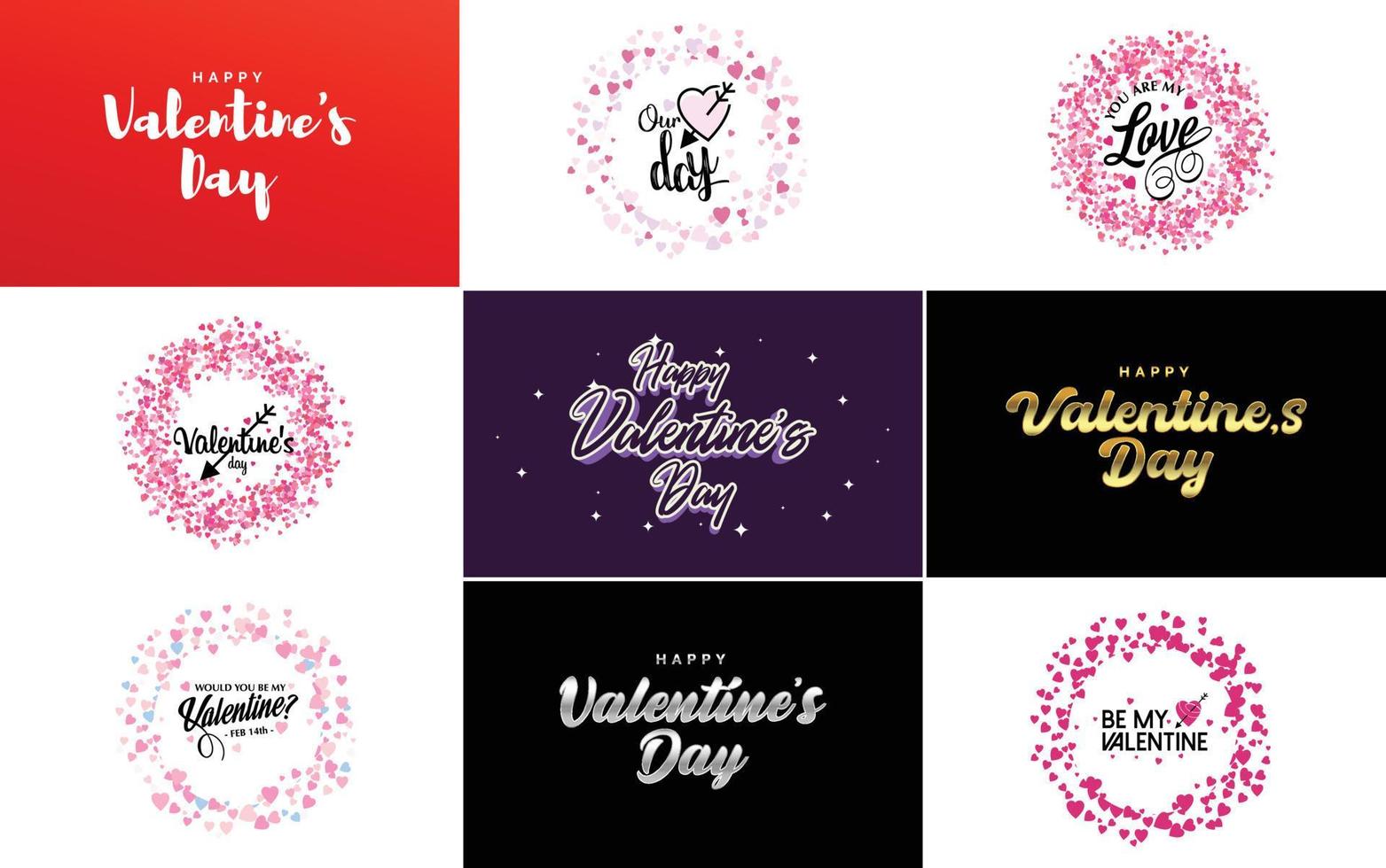 Happy Valentine's Day hand-drawn lettering vector illustration suitable for use in design of flyers. invitations. posters. brochures. and banners