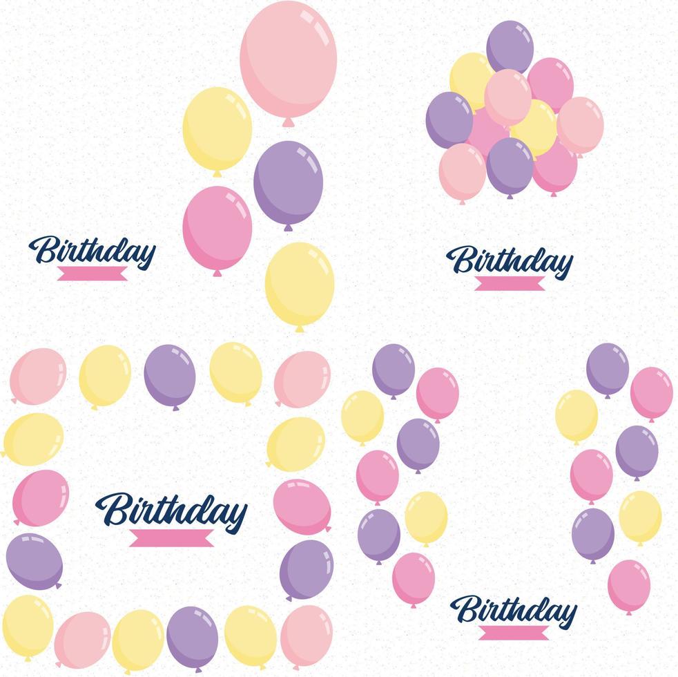 Colorful glossyHappy Birthday balloons banner background vector illustration in EPS10 format