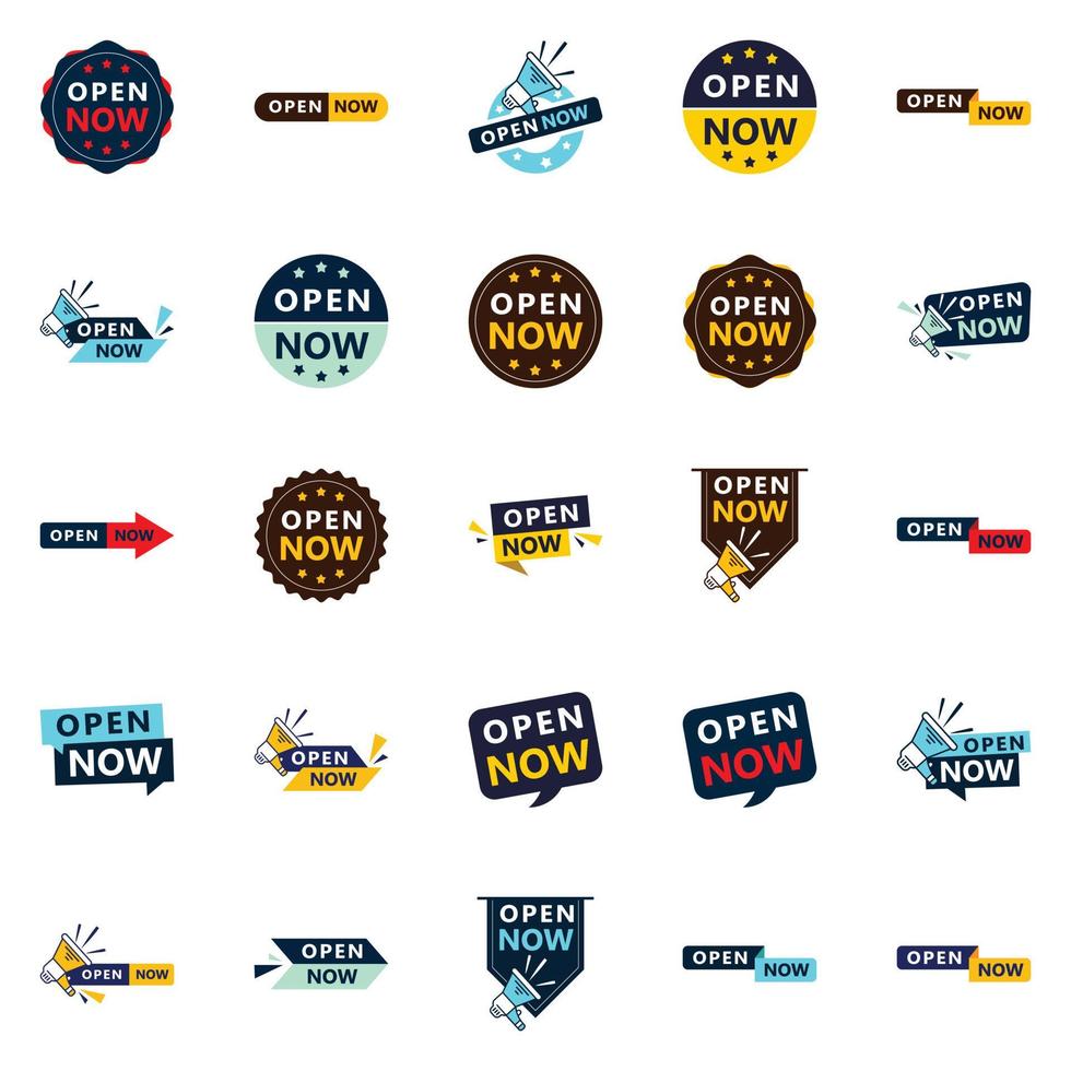 25 Open Now Banner Templates for Various Businesses vector