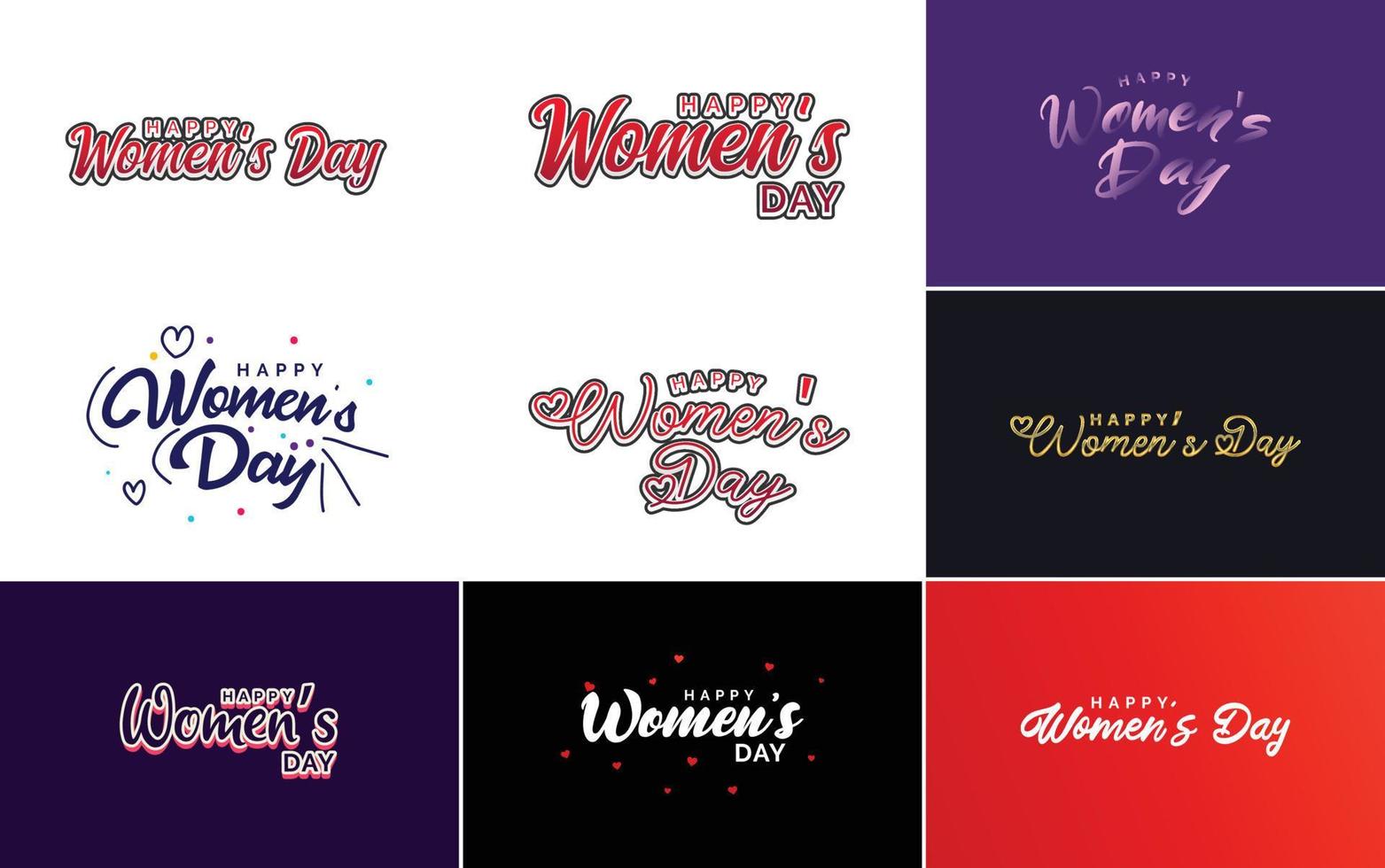 Set of International Women's Day cards with a logo and a gradient color scheme vector