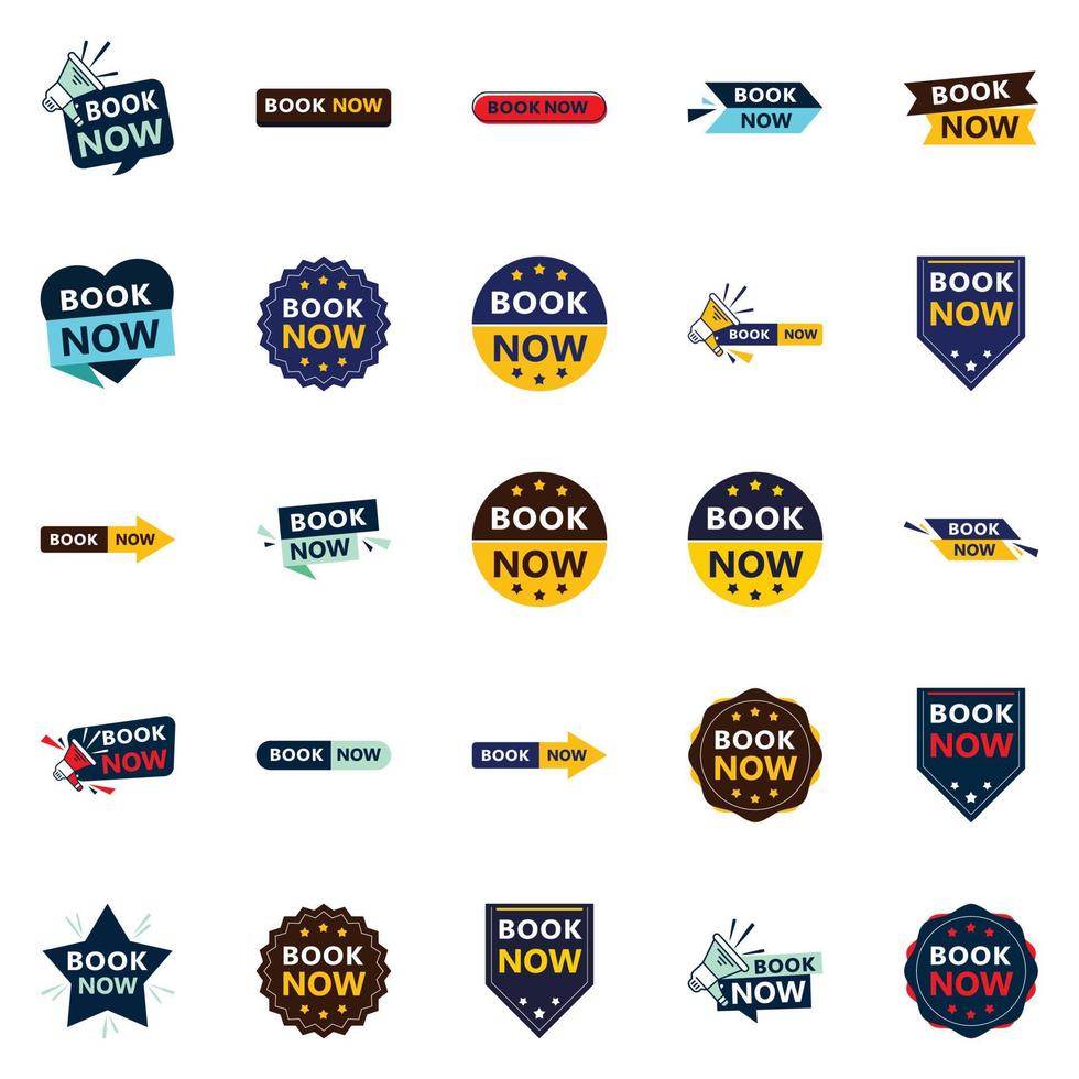 25 Unique Book Now Banners to Help Your Business Stand Out vector