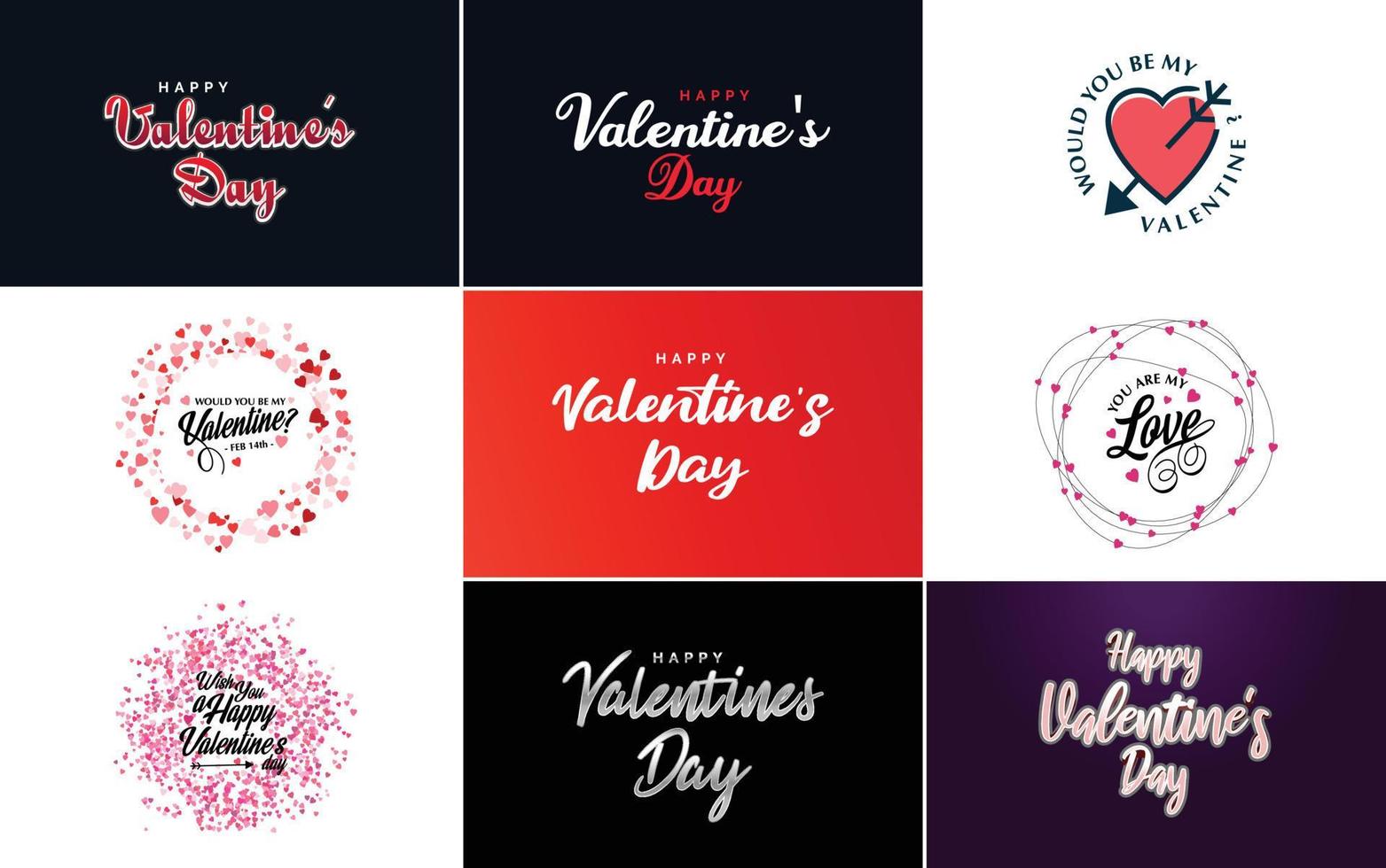 Happy Valentine's Day typography poster with handwritten calligraphy text. isolated on white background vector illustration