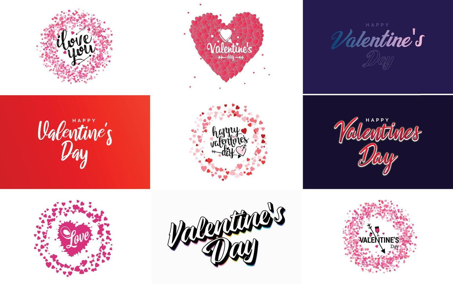 Happy Valentine's Day hand lettering calligraphy text and heart. isolated on white background vector illustration