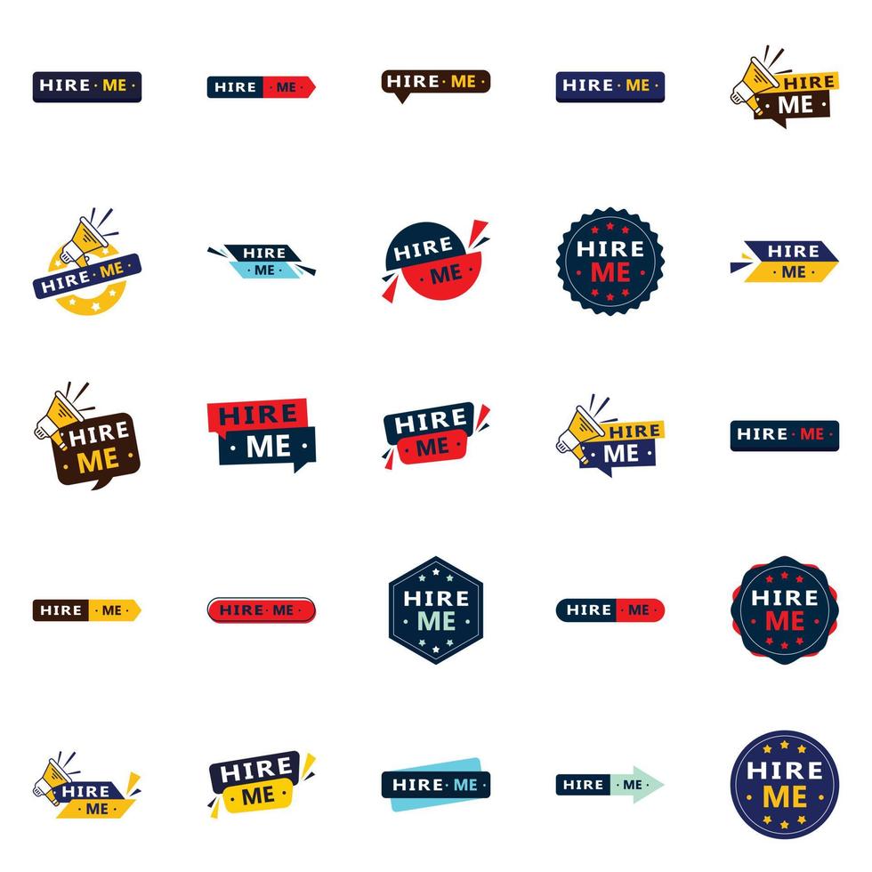 Get Hired Faster with Our Pack of 25 Hire Me Banners vector