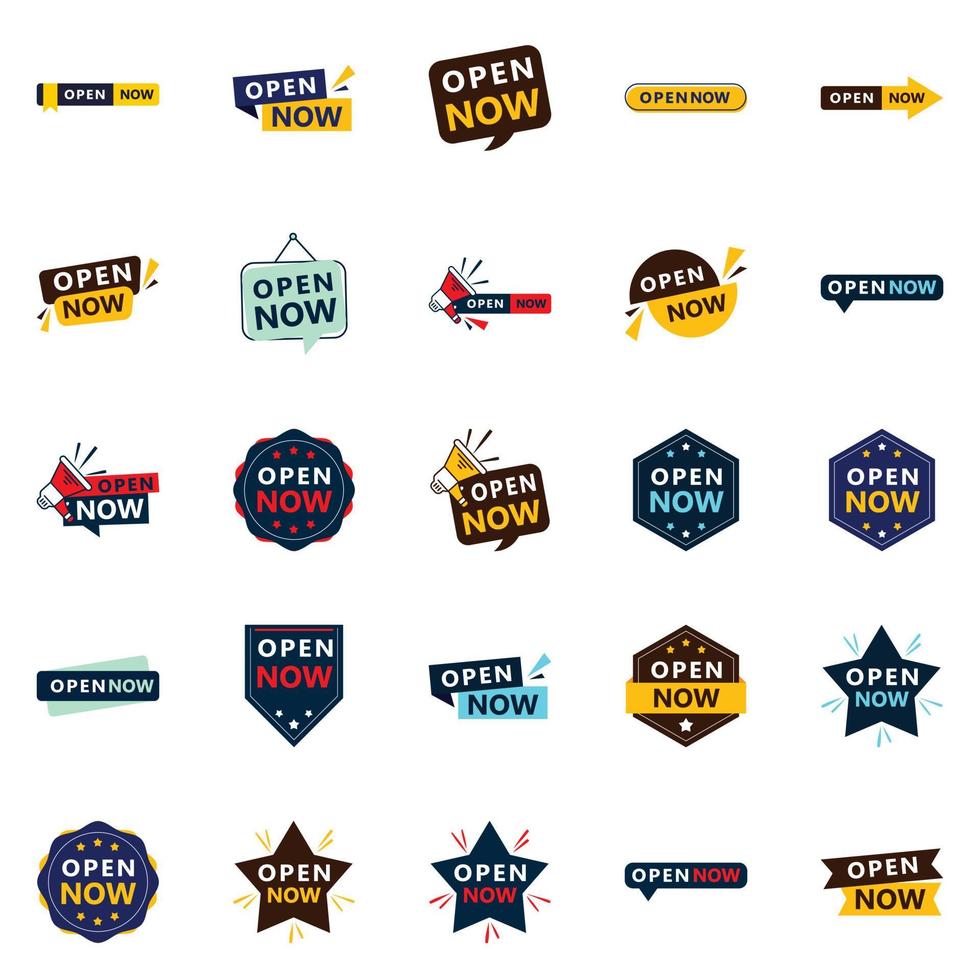 25 Highquality Open Now Banners for Your Store vector