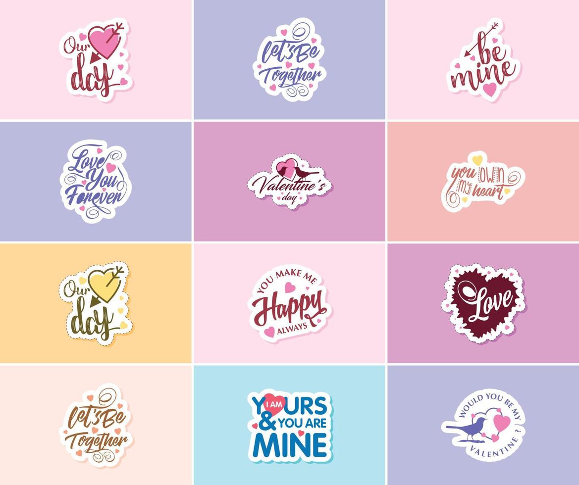 Saying I Love You with Beautiful Valentine's Day Design Stickers vector