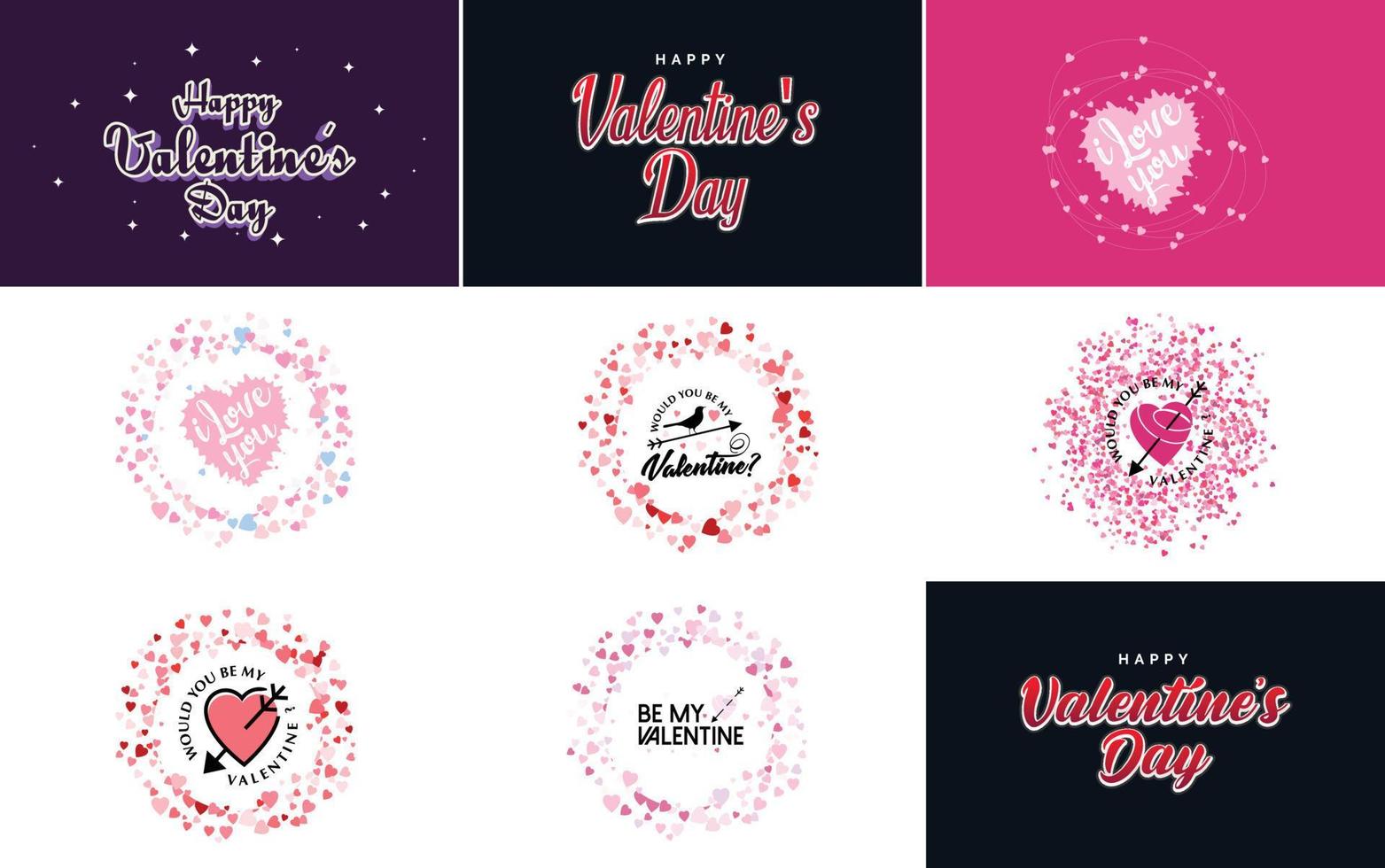 Happy Valentine's Day hand-drawn lettering vector illustration suitable for use in design of flyers. invitations. posters. brochures. and banners