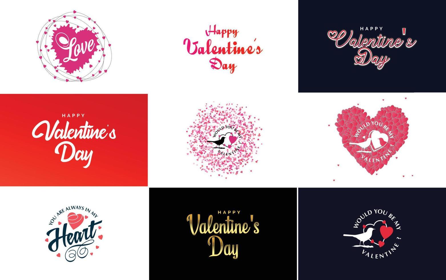 plantilla de tarjeta de felicitación de feliz día de san valentín con un tema floral y un esquema de color rojo y rosa vector