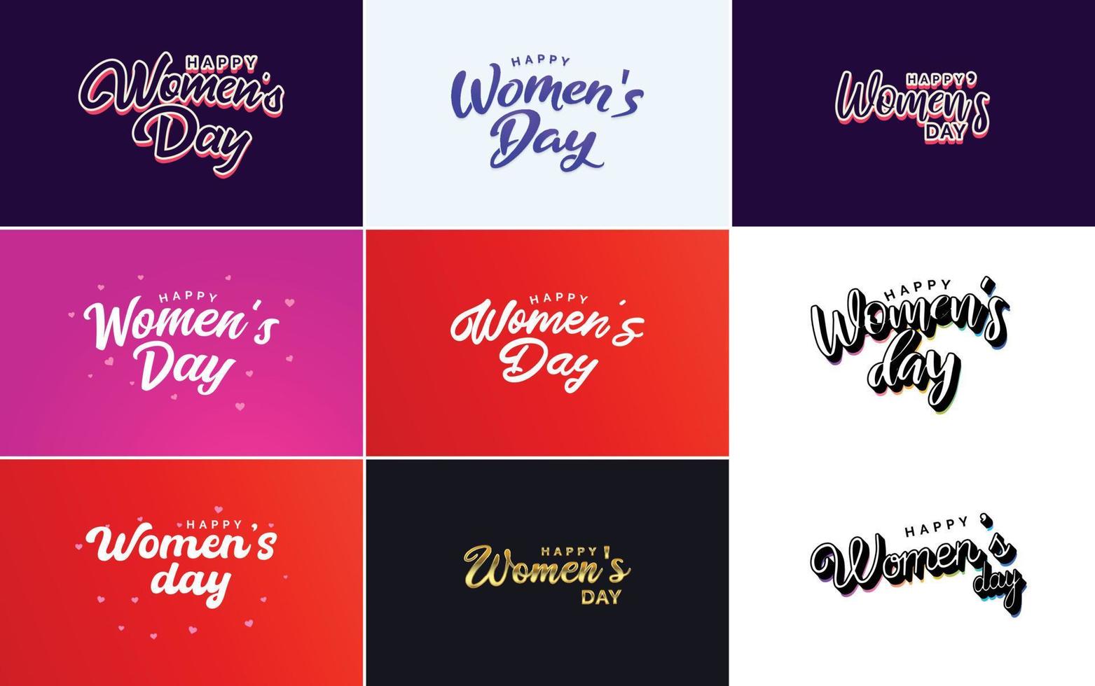 conjunto de tarjetas del día internacional de la mujer con un logotipo y un esquema de color degradado vector