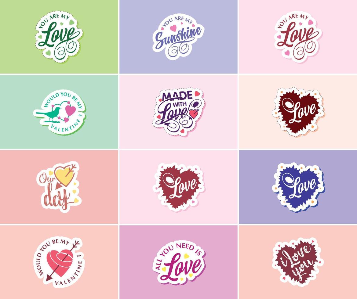 Saying I Love You with Beautiful Valentine's Day Design Stickers vector