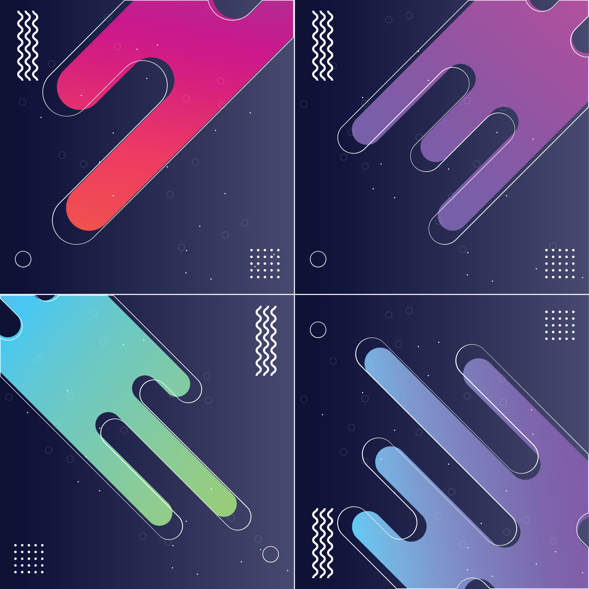Pack of 4 Abstract Backgrounds in Color Vector Illustrations 18706495