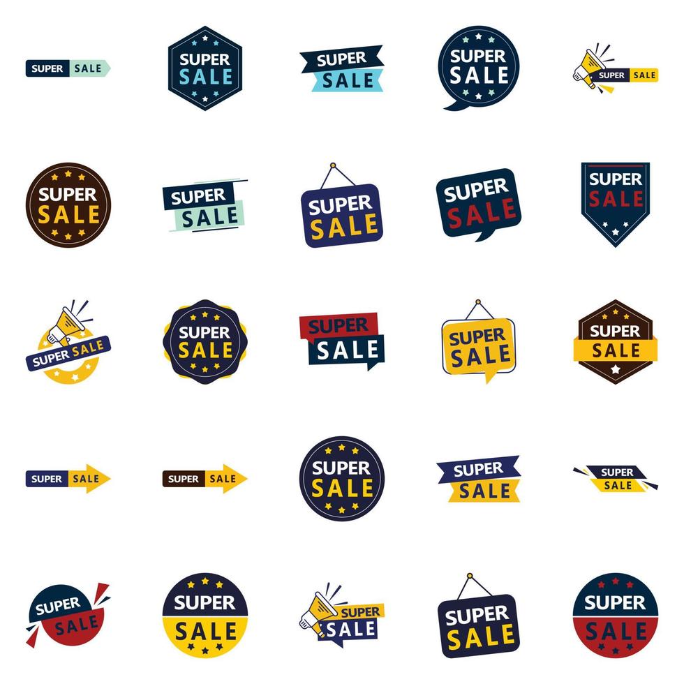 25 Sales-Increasing Super Sale Graphic Elements for Marketing Campaigns vector