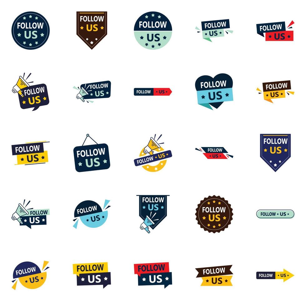20 Unique Follow Us Designs to Expand Your Social Media Audience vector