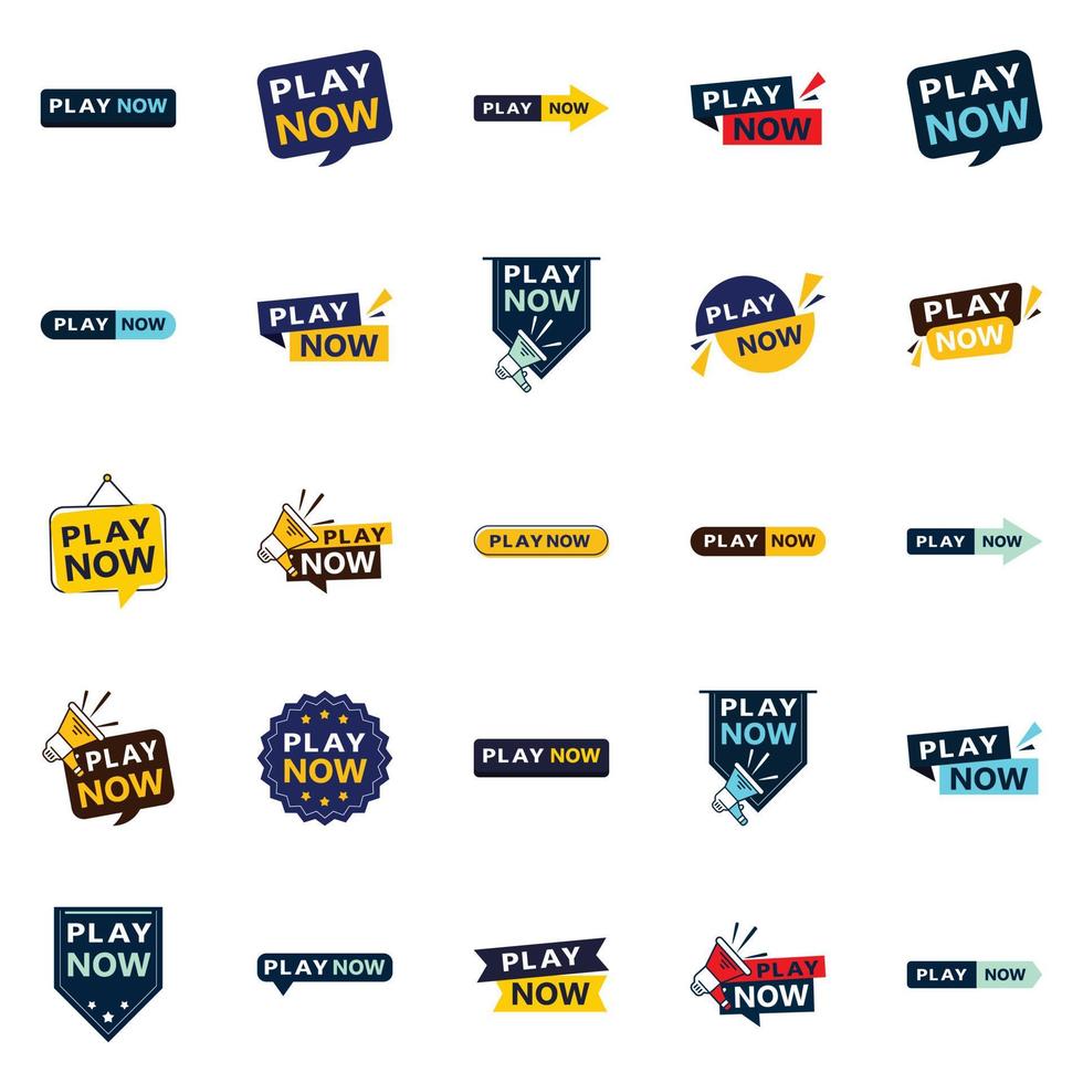 Get Your Customers Playing with Our Pack of 25 Play Now Banners vector