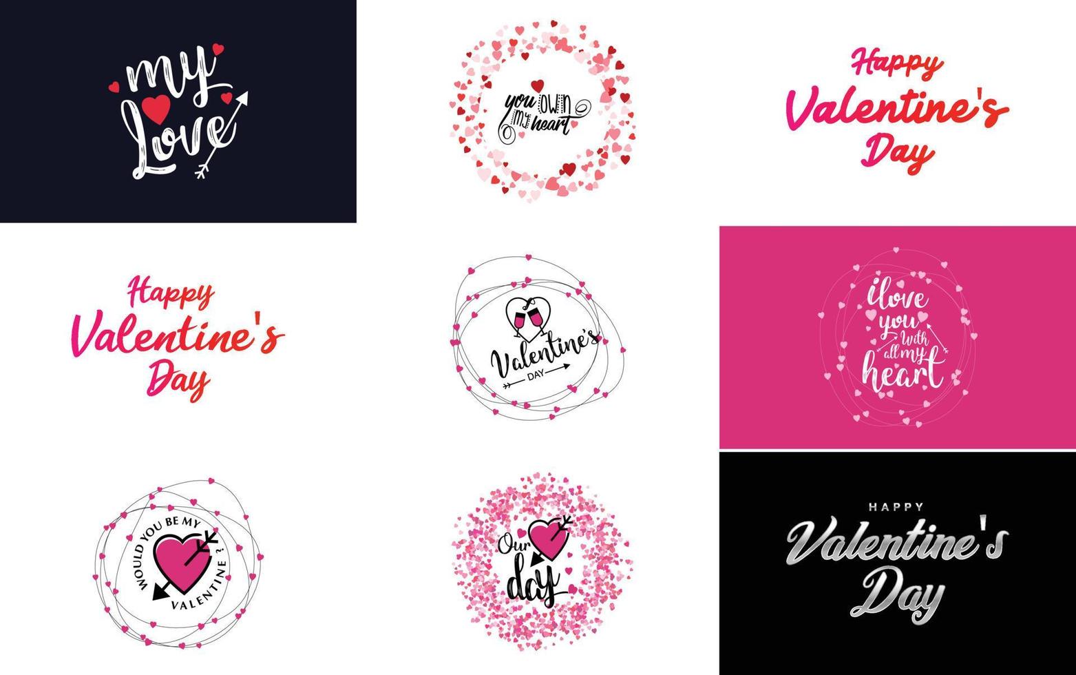 Happy Valentine's Day banner template with a romantic theme and a pink and red color scheme vector