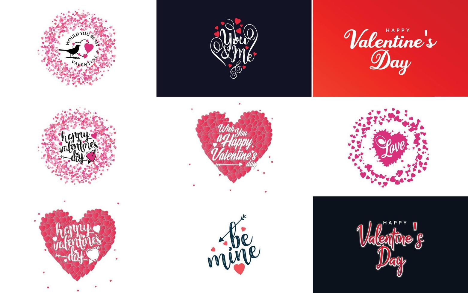 Happy Valentine's Day typography poster with handwritten calligraphy text. isolated on white background vector illustration