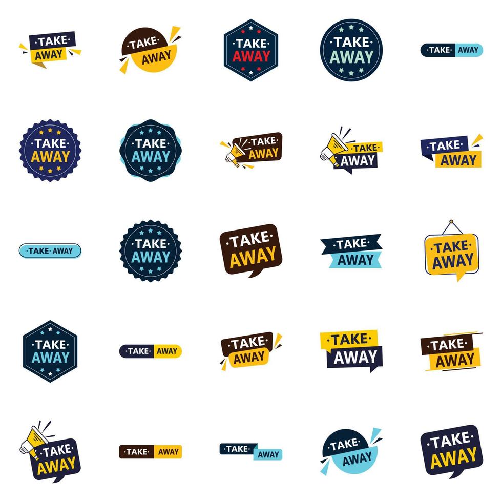 25 Editable Vector Designs in the Take Away Bundle Perfect for Personalized Food Campaigns