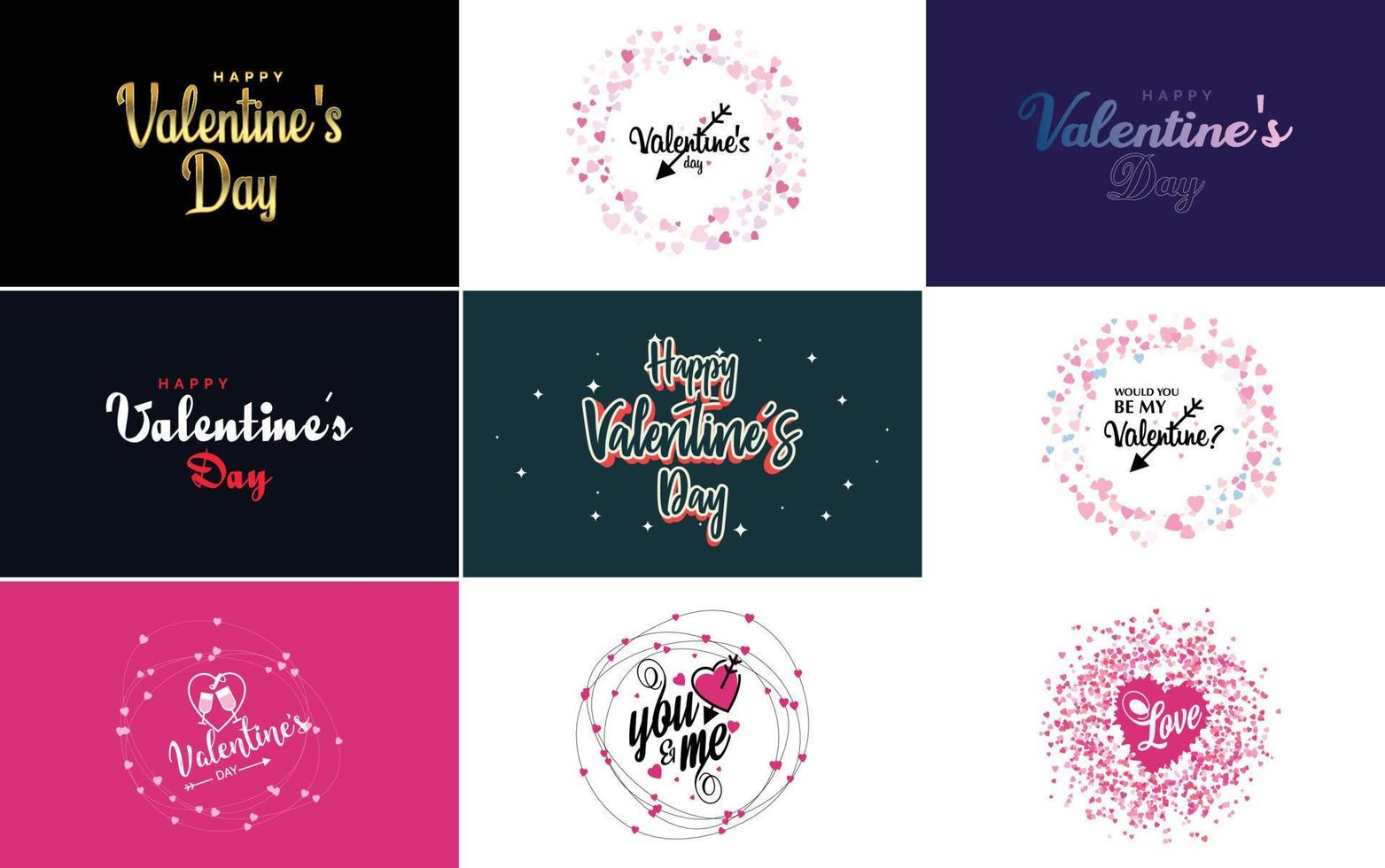 amor palabra letras dibujadas a mano y caligrafía con lindo corazón en rojo. blanco. y fondo rosa plantilla o fondo del día de san valentín adecuado para usar en el concepto de amor y día de san valentín vector