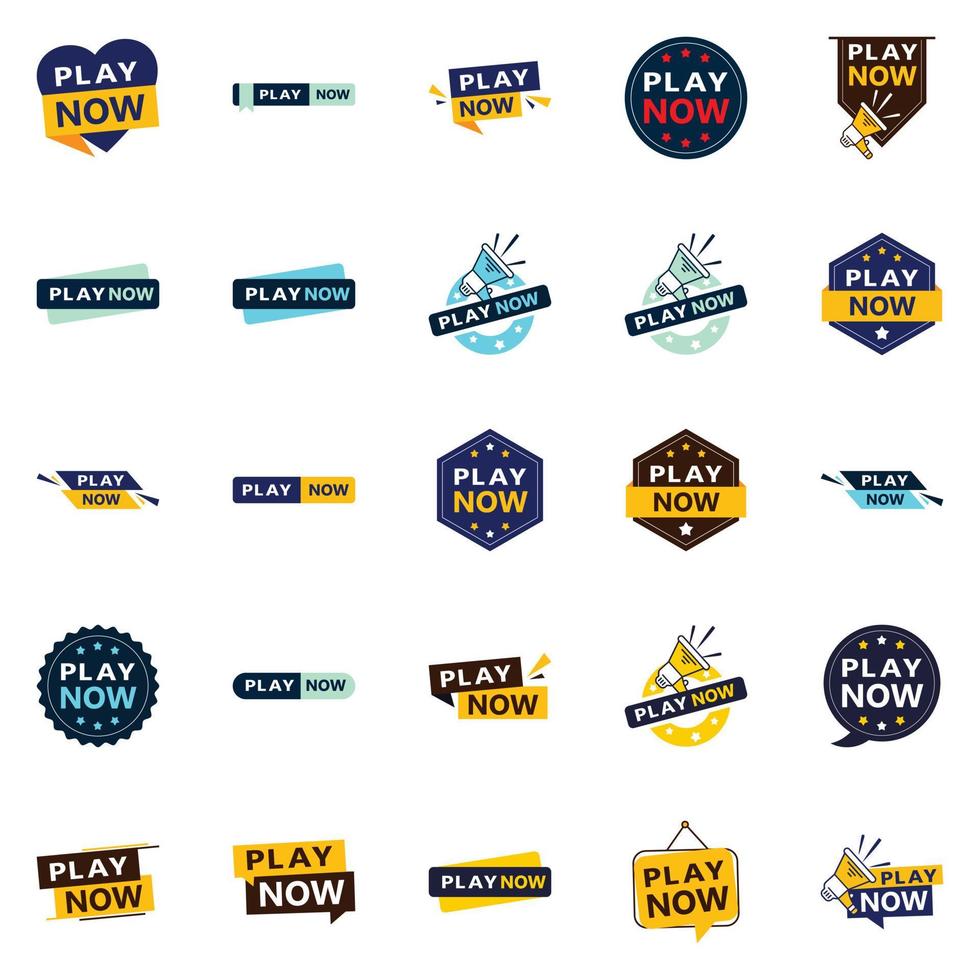 Grab Customers Attention with Our Pack of 25 Play Now Banners vector