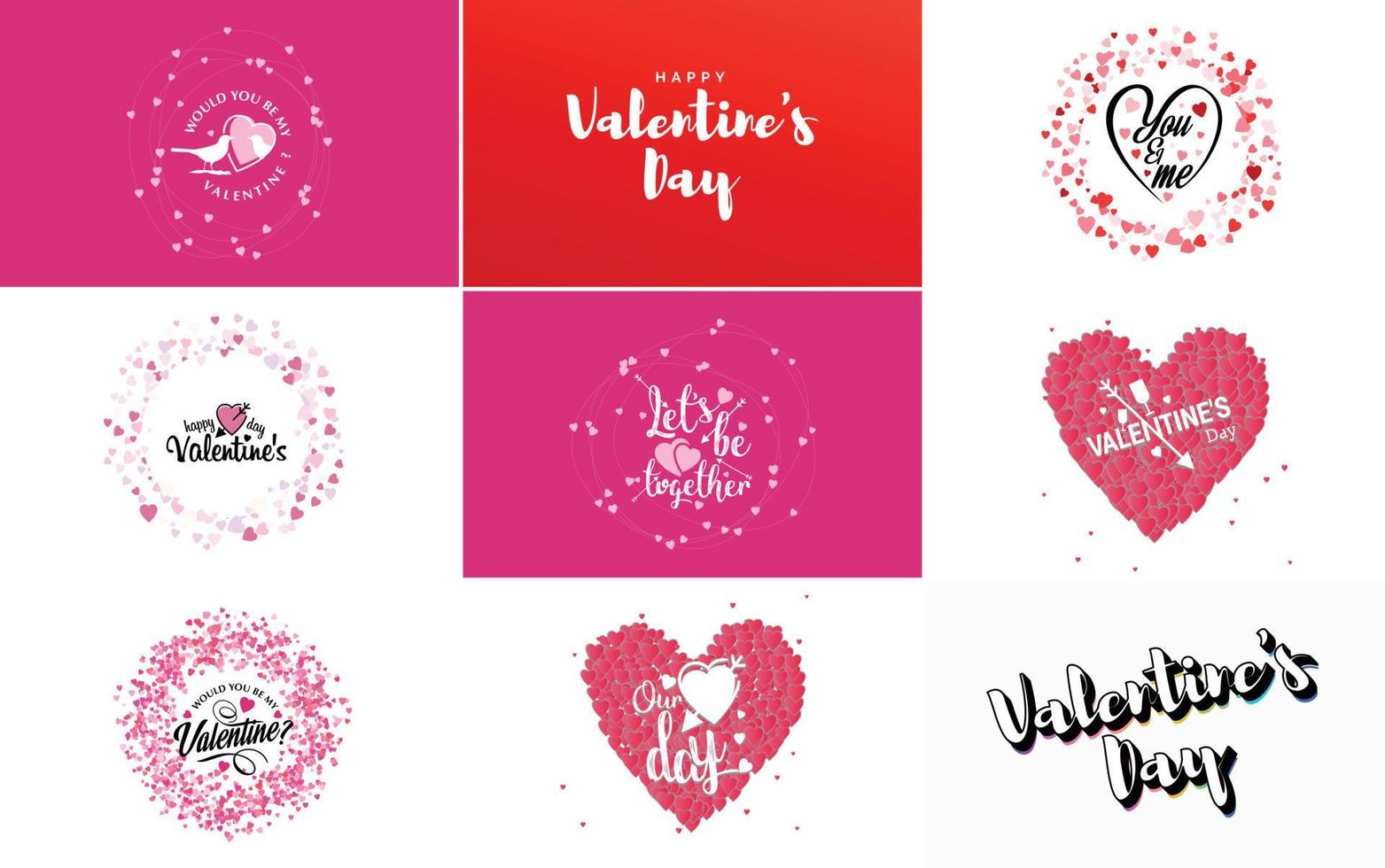 Happy Valentine's Day typography poster with handwritten calligraphy text. isolated on white background vector illustration