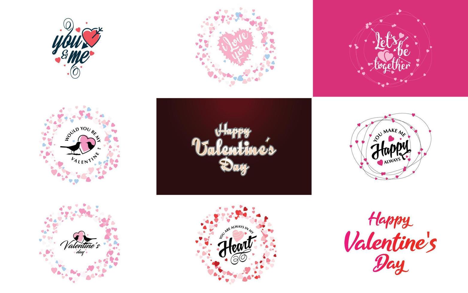 Happy Valentine's Day typography poster with handwritten calligraphy text. isolated on white background vector illustration