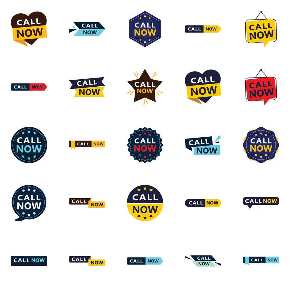 Call Now 25 Eye catching Typographic Banners for boosting phone calls vector