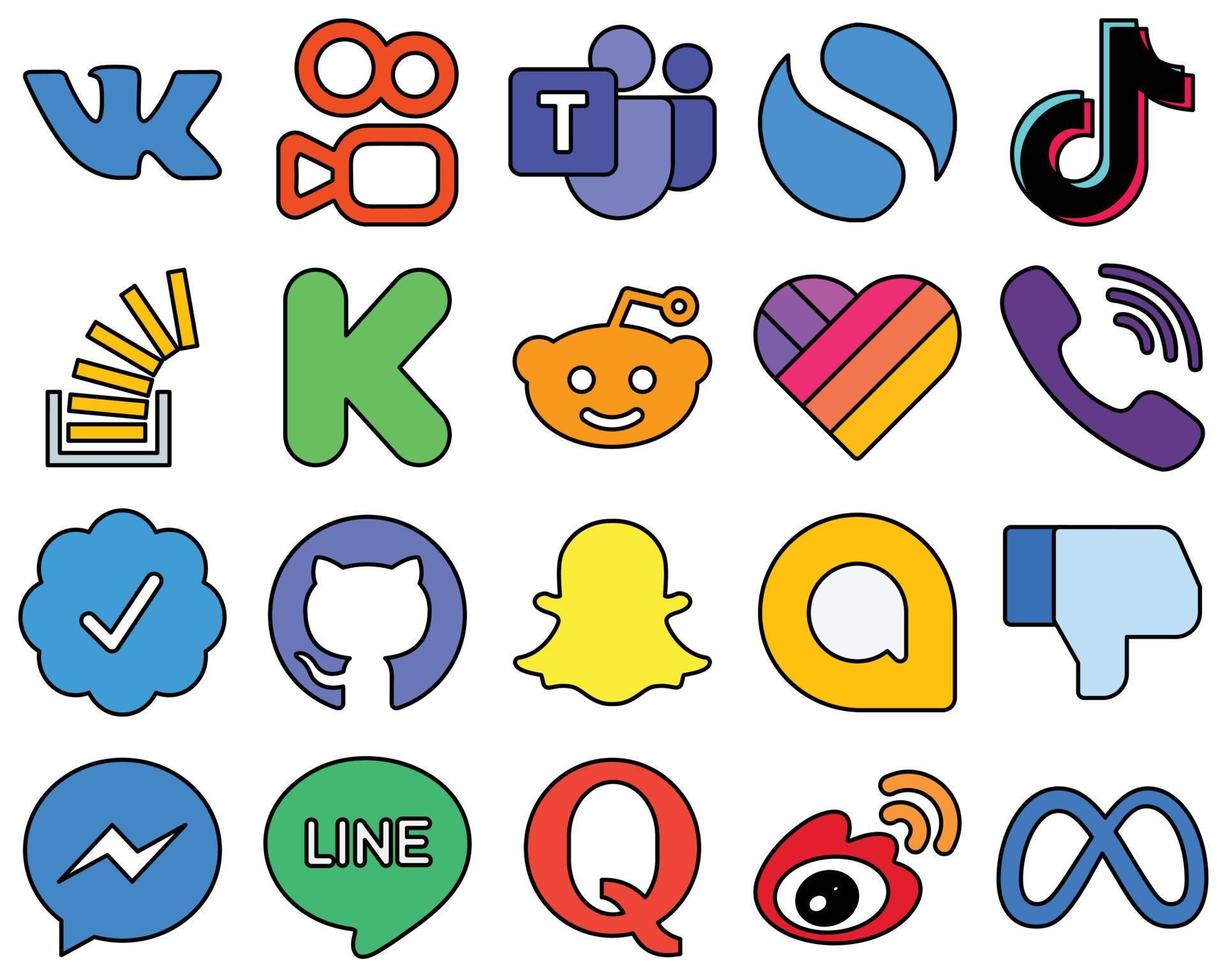 20 Minimalist Line Filled Social Media Icons such as likee. funding. china. kickstarter and stock Fully editable and clean vector
