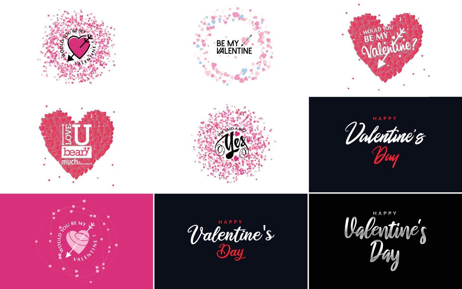 Happy Valentine's Day typography poster with handwritten calligraphy text. isolated on white background vector illustration