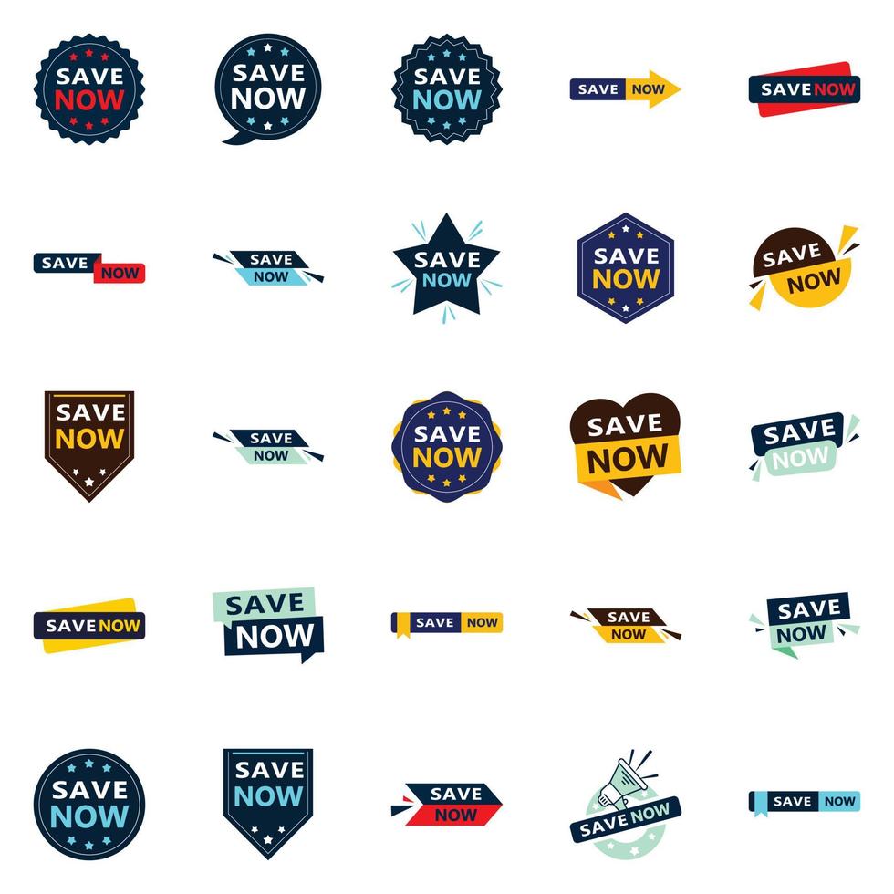 Save Now 25 Eye catching Typographic Banners for boosting savings vector