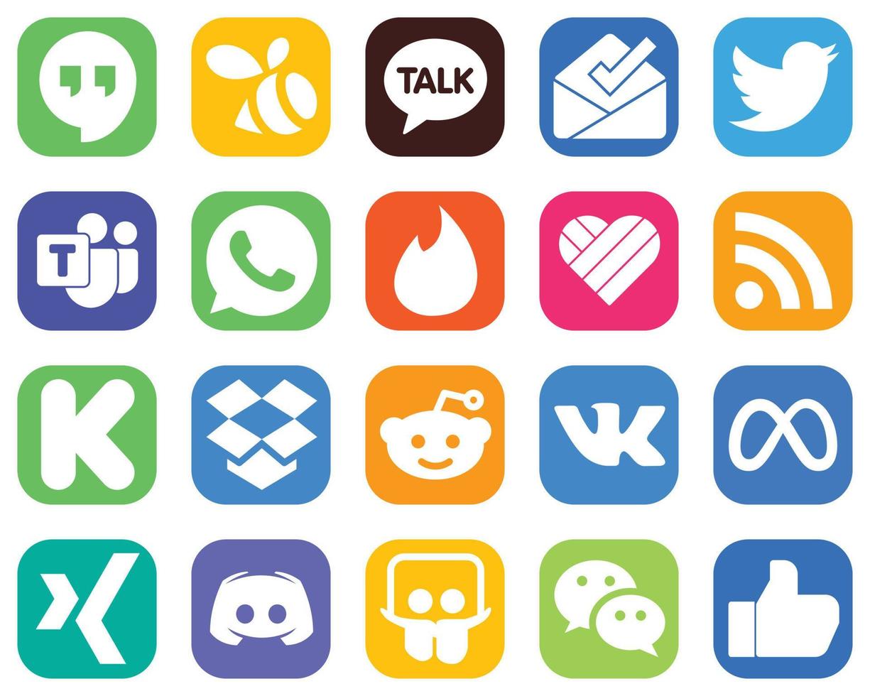 20 Simple Social Media Icons such as vk. dropbox. whatsapp. funding and feed icons. Gradient Icons Collection vector