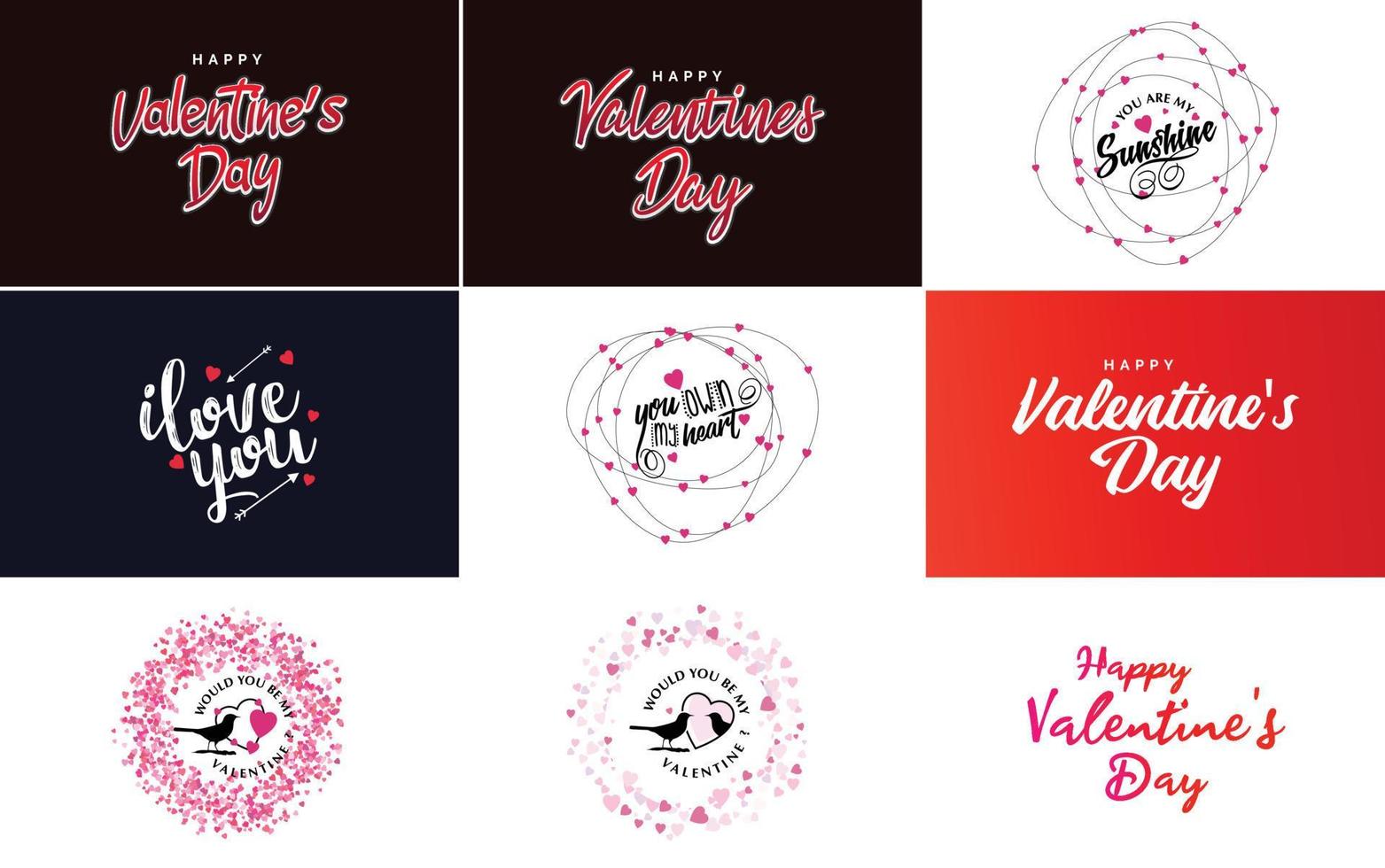 Happy Valentine's Day typography poster with handwritten calligraphy text. isolated on white background vector illustration