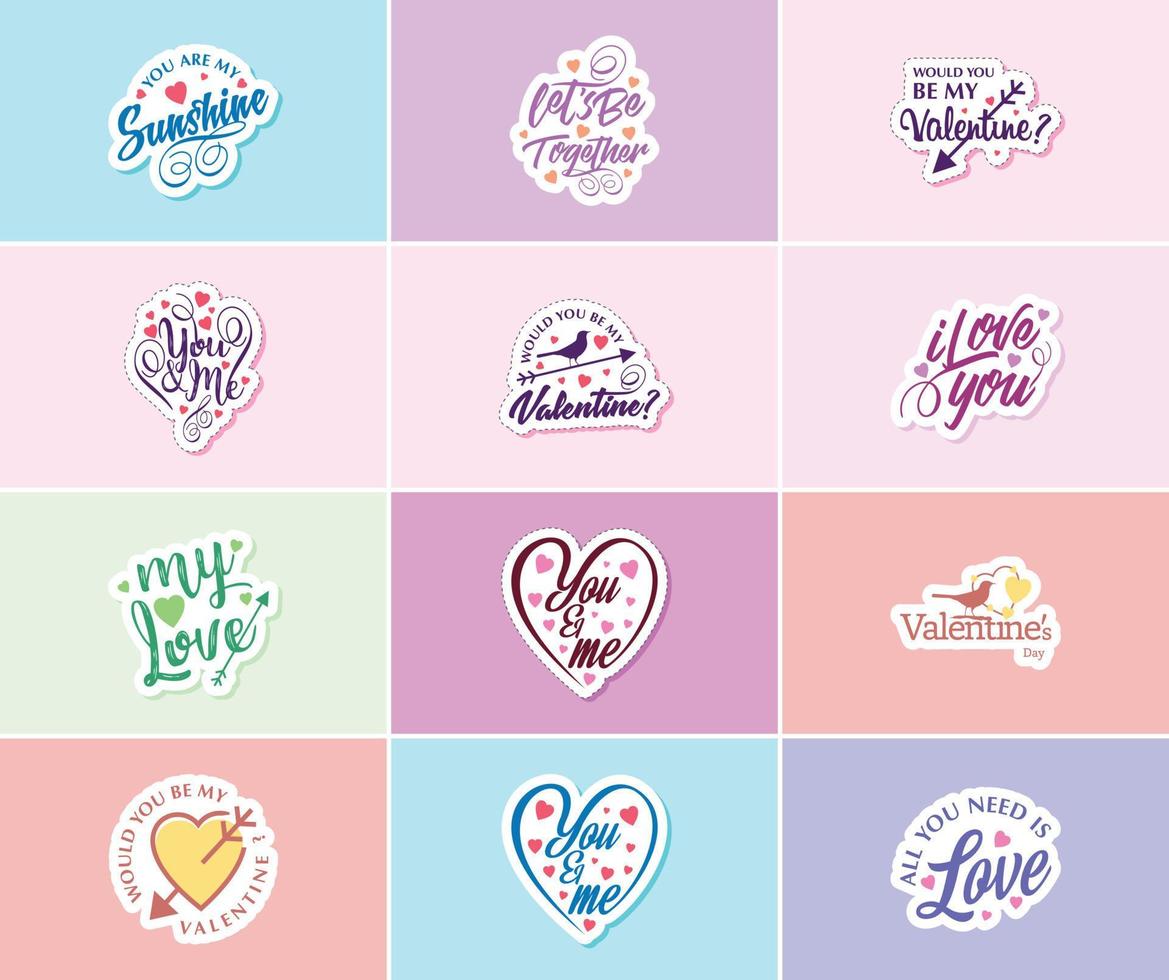 Heartwarming Valentine's Day Typography and Graphic Design Stickers vector