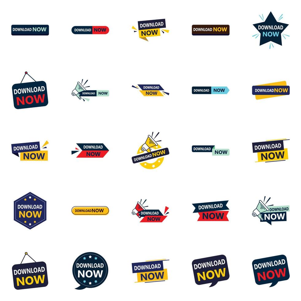 Download now banner pack 25 different designs for different situations vector