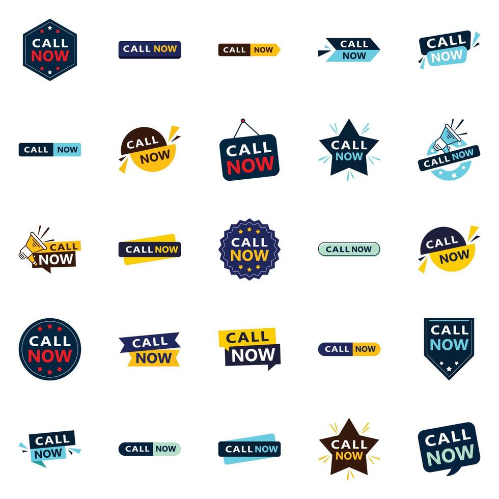 Call Now 25 Modern Typographic Elements for promoting calling in a current way vector