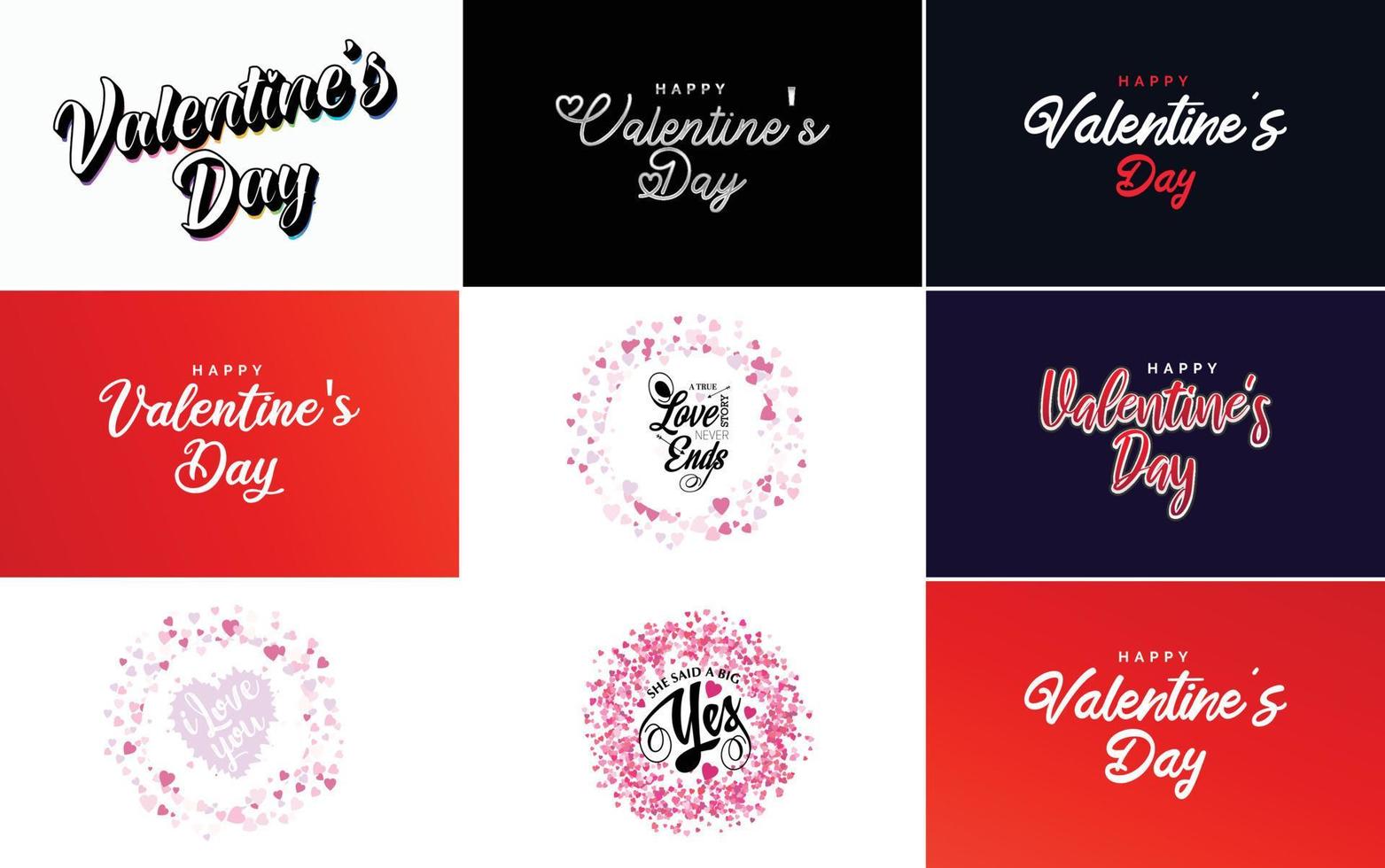 Vector illustration of a heart-shaped wreath with Happy Valentine's Day text