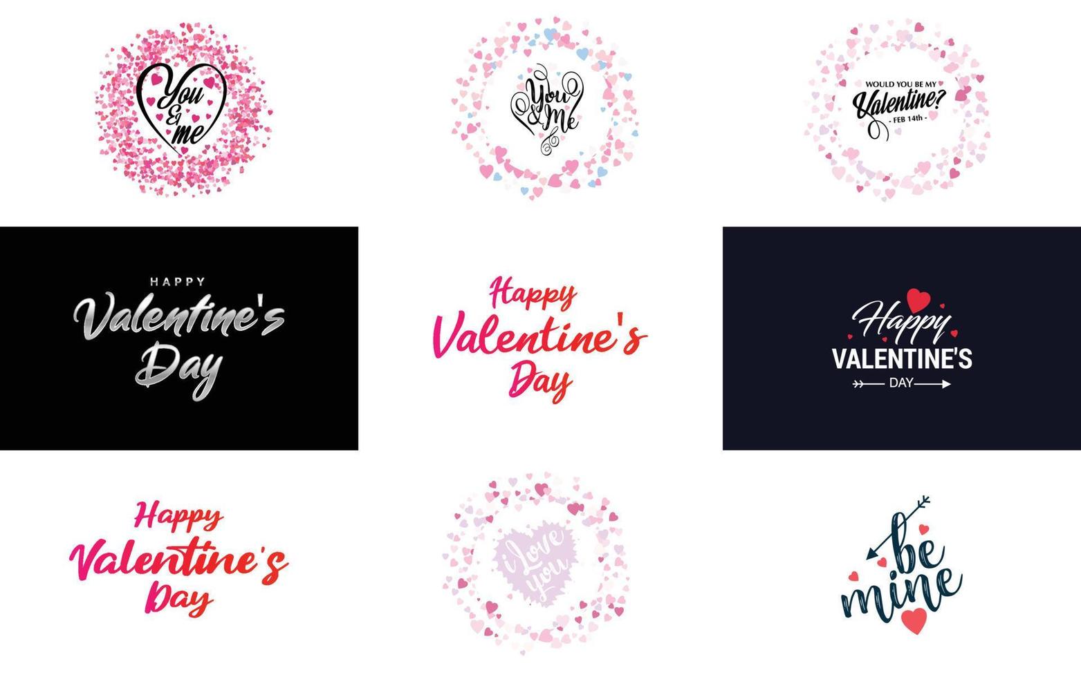 Happy Valentine's Day typography poster with handwritten calligraphy text. isolated on white background vector illustration